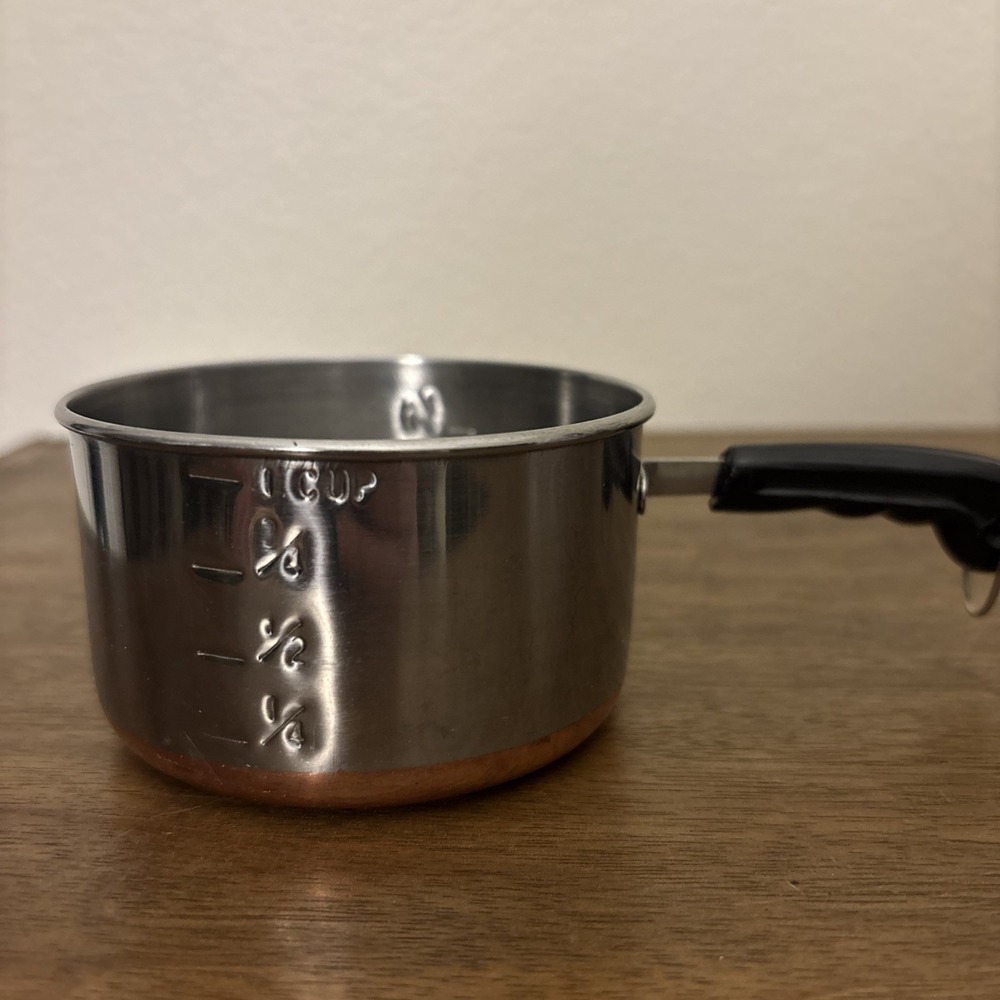 Vintage Revere Ware 1 Cup Measuring Mini Pan Copper Bottom Melting Sauce Pot